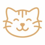 Simple line drawing of a cat’s face, featuring closed eyes, a smiling mouth, and minimal detail—perfect for an auto body shop or collision center logo on a transparent background.